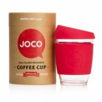 Joco glass reusable colourful coffee cup in red